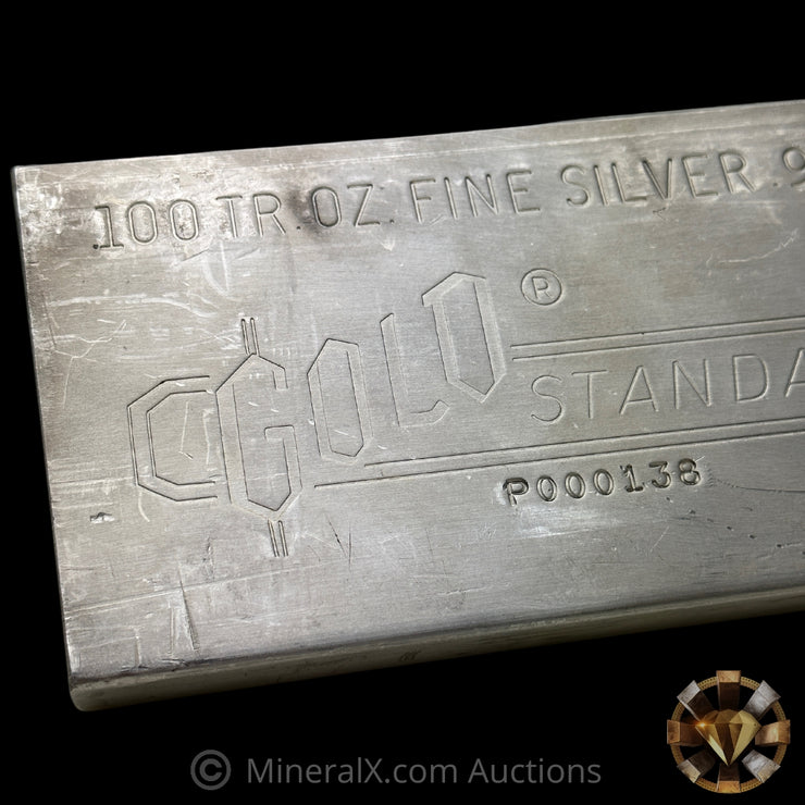 100oz Engelhard Gold Standard Corporation 1st Series P-Serial Vintage Extruded Silver Bar With Low Serial