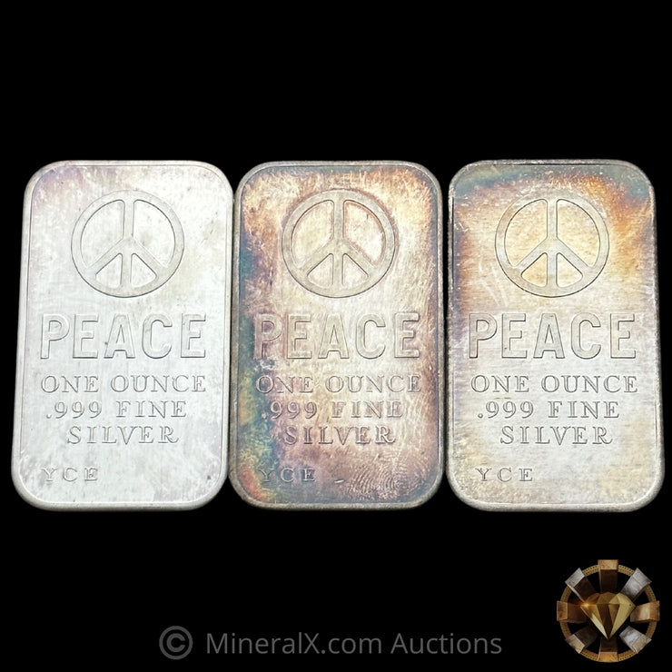 x3 1oz Peace Vintage Silver Art Bars