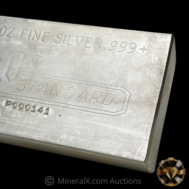 100oz Engelhard Gold Standard Corporation 1st Series P-Serial Vintage Extruded Silver Bar With Low Serial