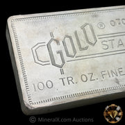 100oz Engelhard Gold Standard Corporation 2nd Series Decorative Pressed Vintage Silver Bar With Low 0 Leading Serial