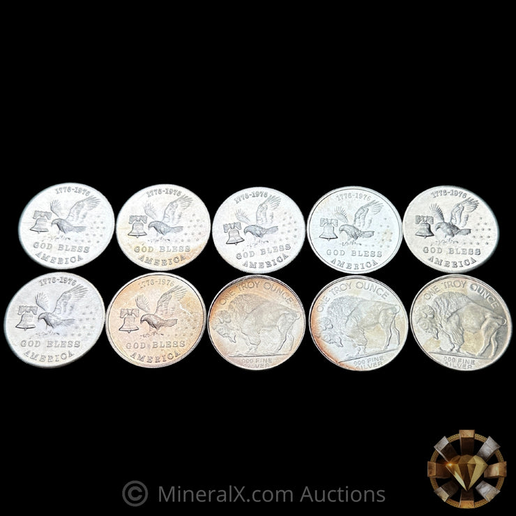 x10 1oz Vintage Silver Coins (x7 Tri State, x3 Indian Head)