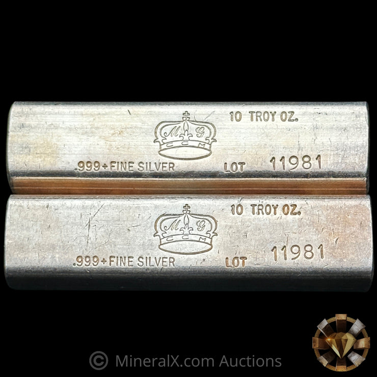x2 10oz California Crown Mint CCM Vintage Silver Bars
