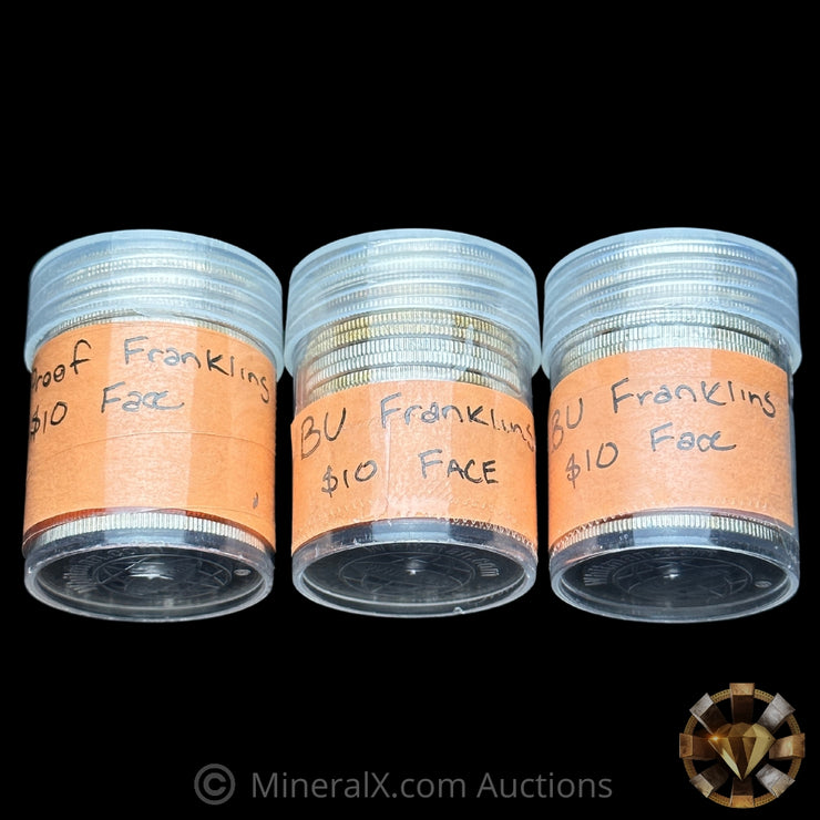 x60 50c $30 Face Value Gem BU Franklin Silver Half Dollar Coins