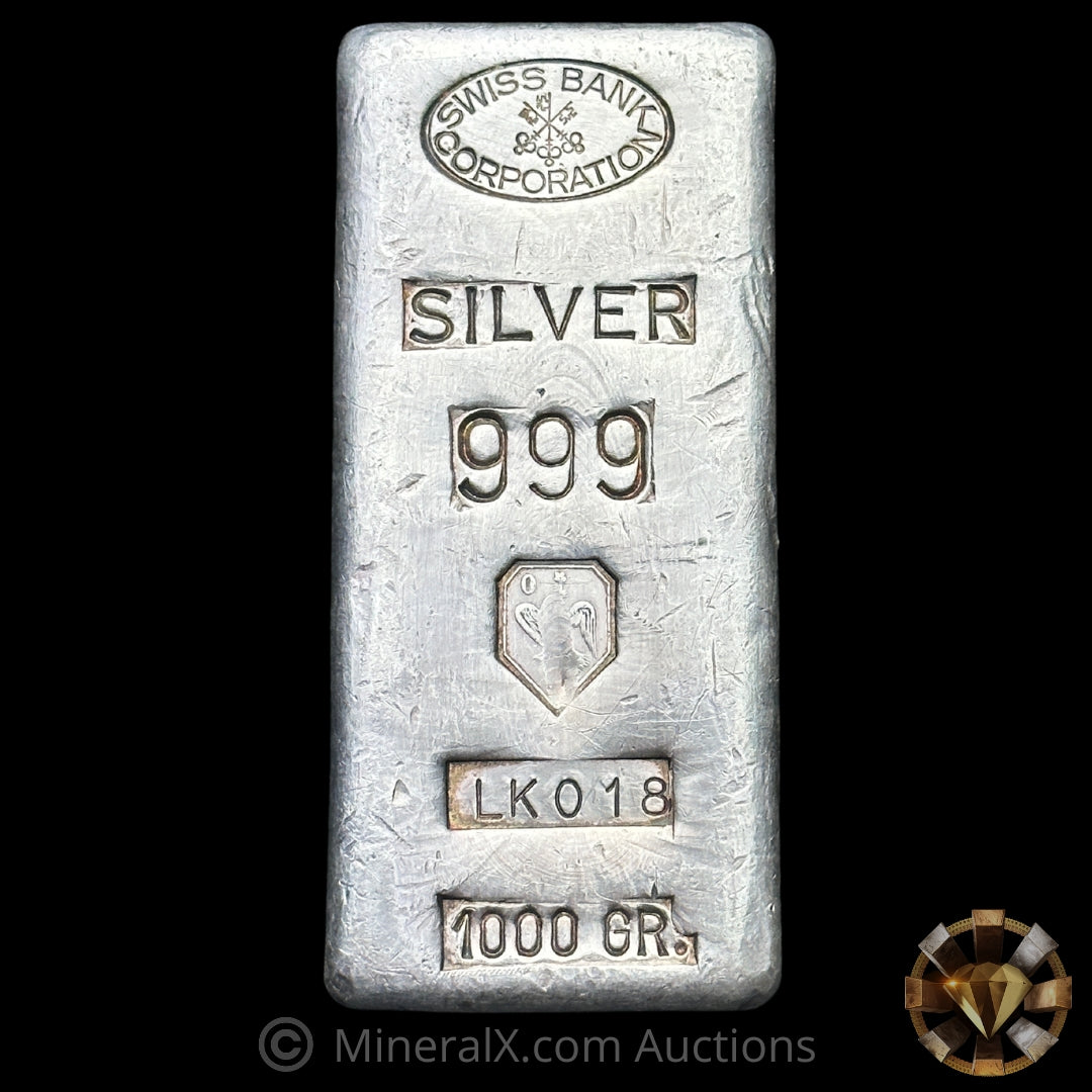 Kilo Swiss Bank Corporation Schone Amsterdam Vintage Silver Bar