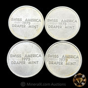 x4 1oz 1973 1oz Swiss America Draper Mint Vintage Silver Coins