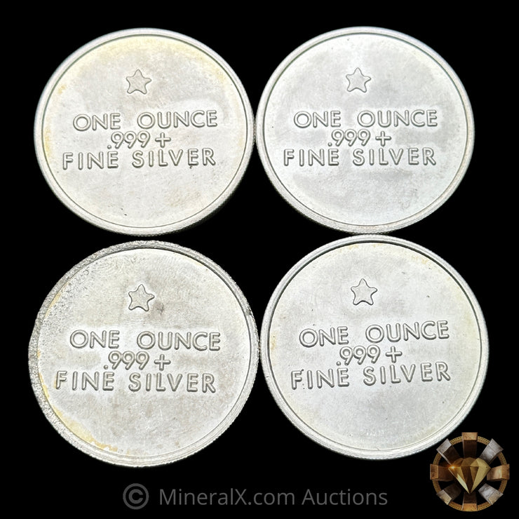 x4 1oz 1973 1oz Swiss America Draper Mint Vintage Silver Coins