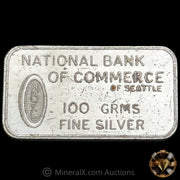 100g Johnson Matthey JM London National Bank Of Commerce Seattle Vintage Silver Bar