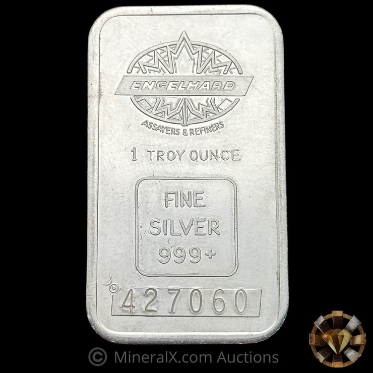 1oz Engelhard Maple Leaf "Large Serial Font" Vintage Silver Bar