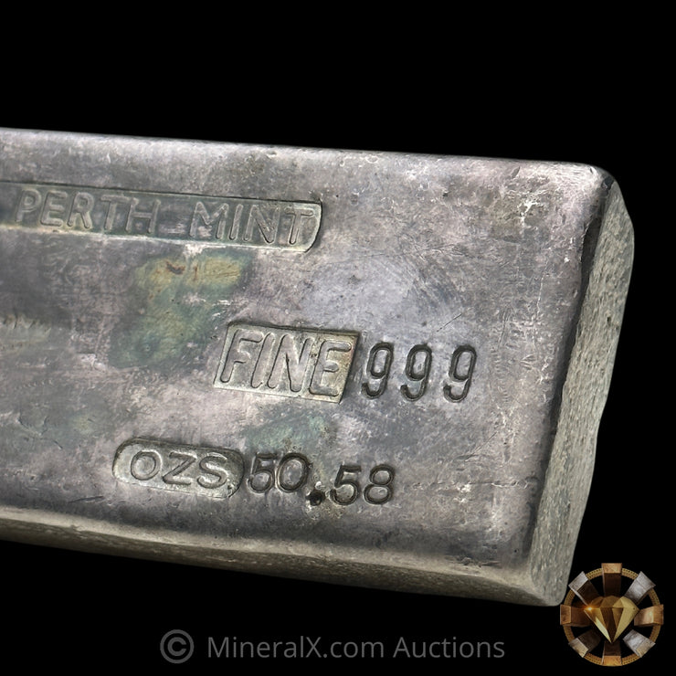 50.58oz The Perth Mint Australia 1st Series Vintage Silver Bar With Low Serial