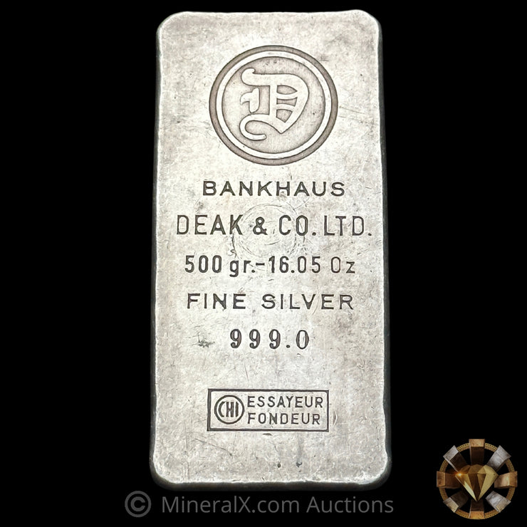 500g (1/2 Kilo) Deak & Co LTD Bankhaus Vintage Silver Bar