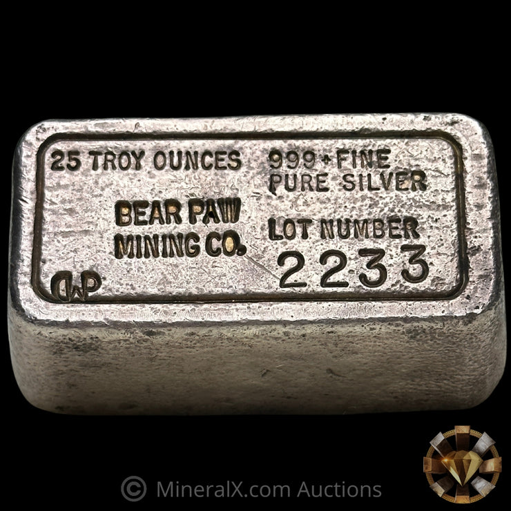 25.34oz Bear Paw Mining Co Vintage Silver Bar