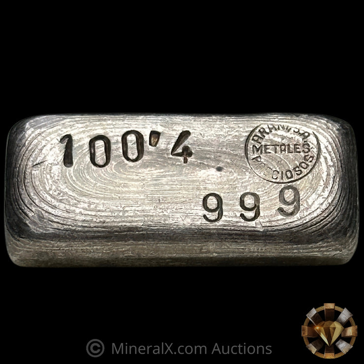 100.4g 1991 IV Congreso Notarial Espanol Metales Preciosos Vintage Silver Bar