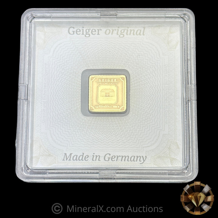 x16 1g Geiger Gold & Silver Square Bars In Original Assay Packaging (8g Gold & 8g Silver)