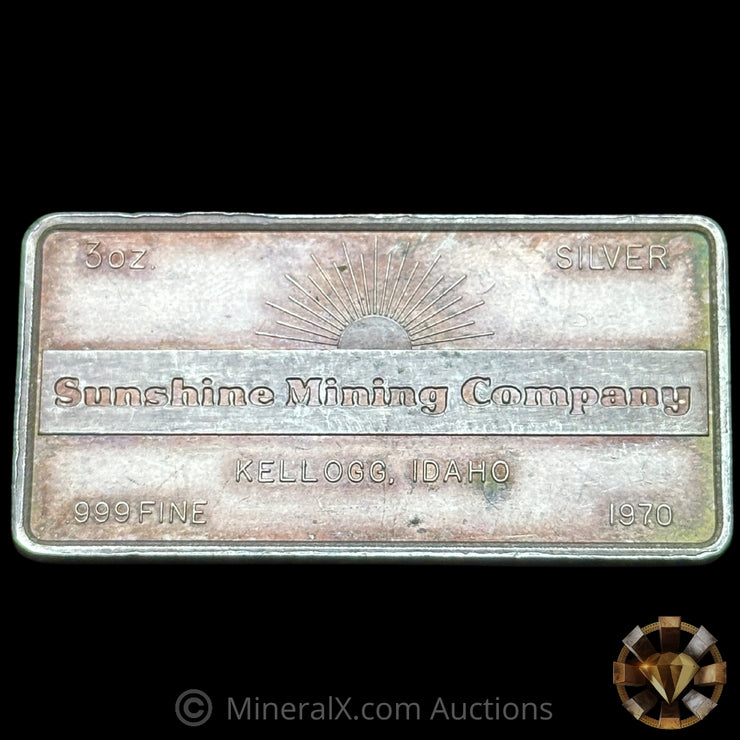 3oz 1970 W H Foster Sunshine Mining Company Vintage Silver Bar