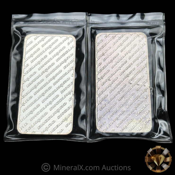 x2 10oz Engelhard Silver Bars With Sequential Serials In Seals