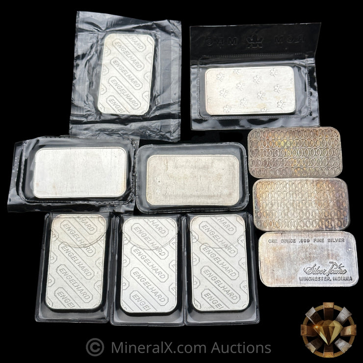 x10 1oz Misc Vintage Silver Art Bar Lot