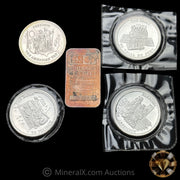 x5 1oz Johnson Matthey JM Vintage Silver Coin & Bar Lot