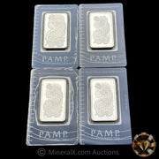 x4 1oz PAMP Fortuna Silver Bars In Assay