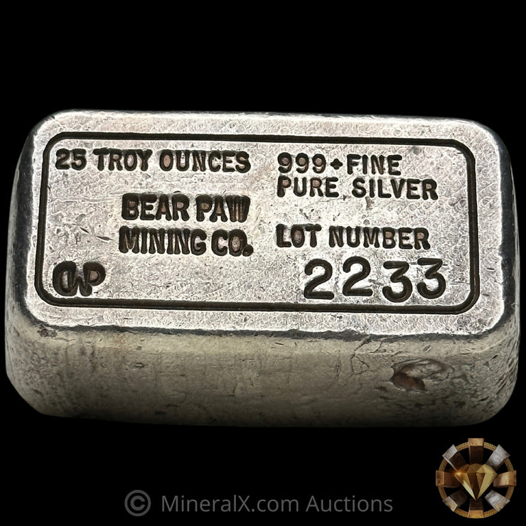 25.91oz Bear Paw Mining Co Vintage Silver Bar