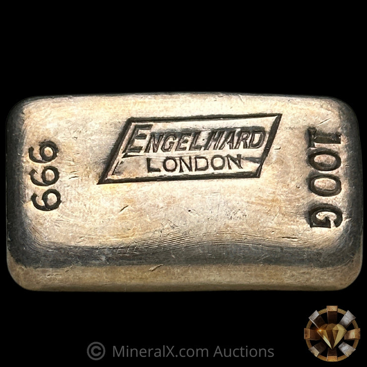 100g Engelhard London Small 999 Font Variety Vintage Silver Bar