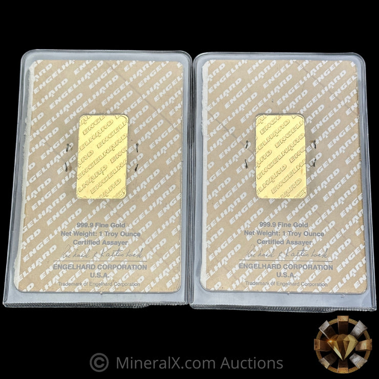 x2 1oz Engelhard Eagle Sequential Serial Vintage Gold Bars Mint In Original Seals