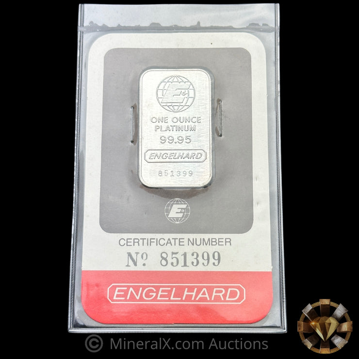 1oz Engelhard E Logo Vintage Platinum Bar Mint In Original Seal