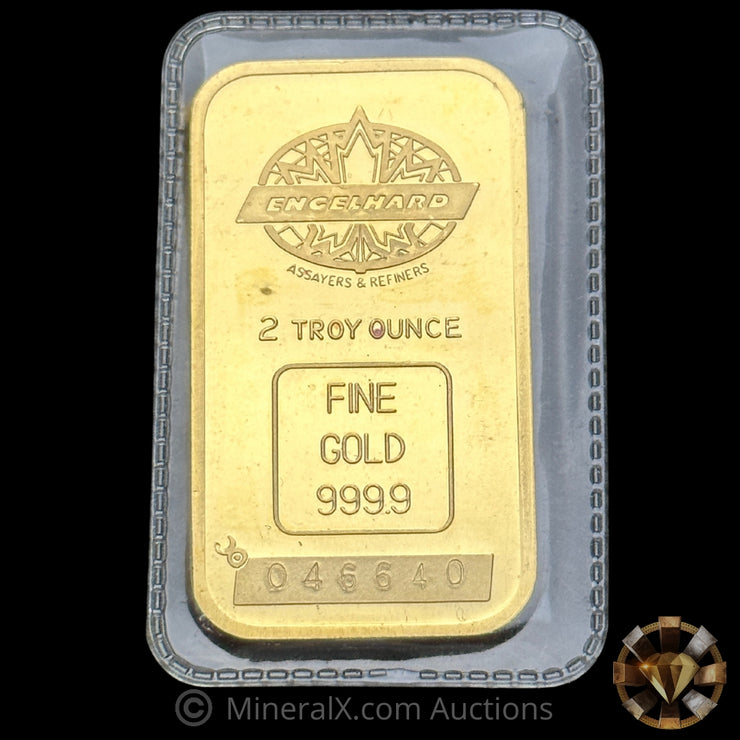 2oz Engelhard Assayers & Refiners Maple Bull Logo Vintage Gold Bar In Original Seal