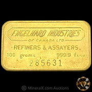 100g Engelhard Industries Vintage Gold Bar