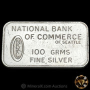 100g Johnson Matthey London JM National Bank Of Commerce Vintage Silver Bar