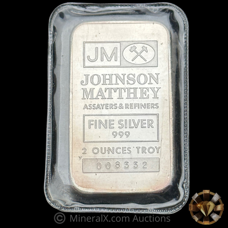 2oz Johnson Matthey JM Vintage Silver Bar In Seal