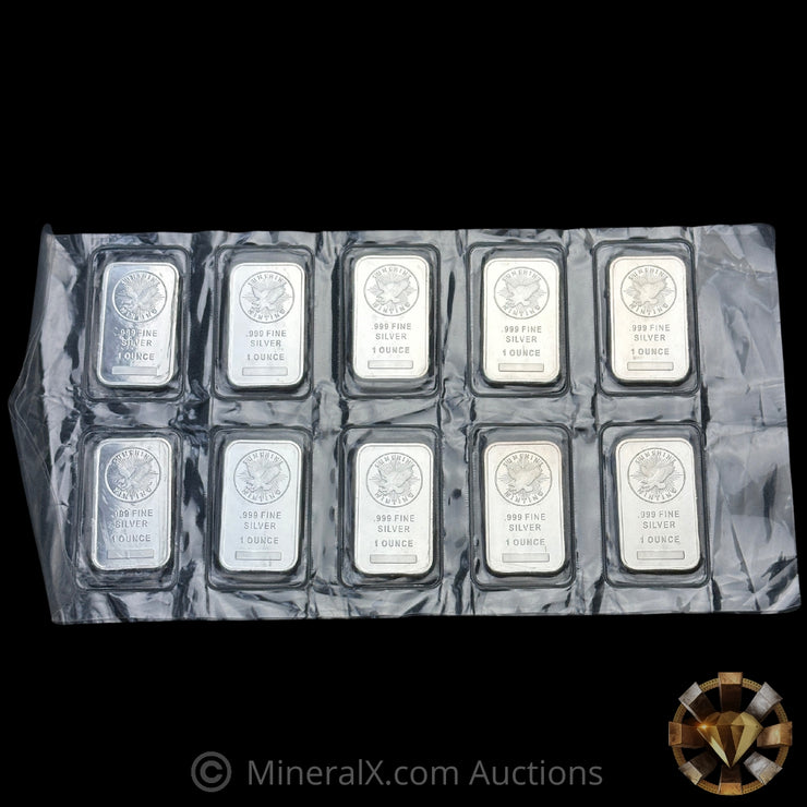 x10 1oz Sunshine Minting Silver Bars Sealed In Original Sheet