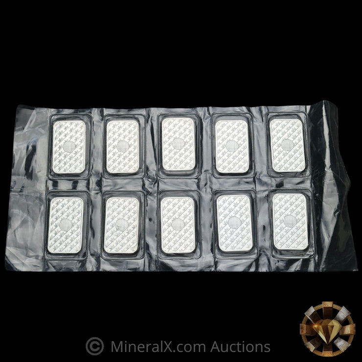 x10 1oz Sunshine Minting Silver Bars Sealed In Original Sheet