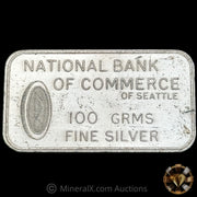100g Johnson Matthey JM London National Bank Of Commerce Vintage Silver Bar
