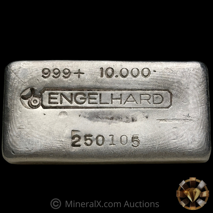 10oz Engelhard Bull Logo Vintage Silver Bar With Unique Double Strike 5