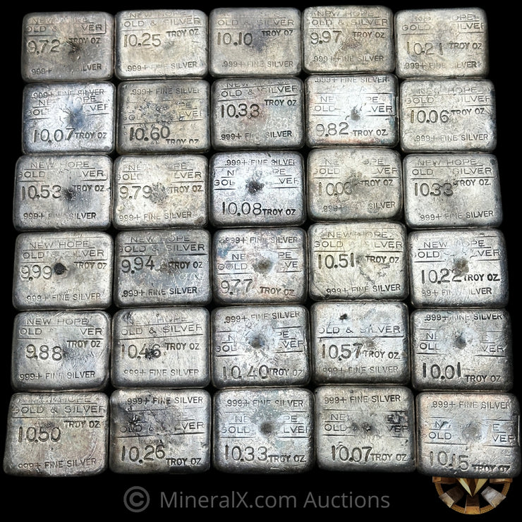 x30 10oz Class (304.98oz) New Hope Gold & Silver Vintage Silver Bars