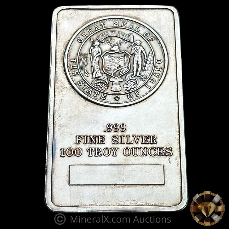 100oz Great Seal Of The State Of Idaho Vintage Silver Bar