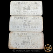 x3 10oz Pioneer Mint Vintage Silver Bar