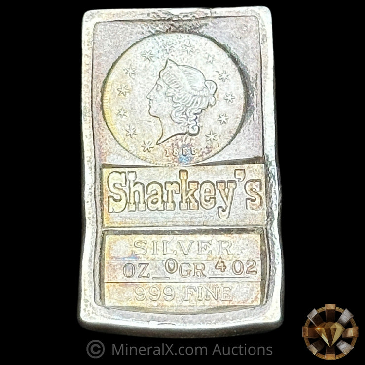 402gr (0.8375oz) Sharkey's Nevada City Mint Vintage Silver Bar Attached To Anson Vintage Money Clip