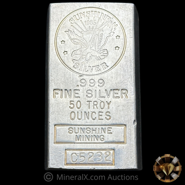 50oz 1985 Sunshine Mining Vintage Silver Bar