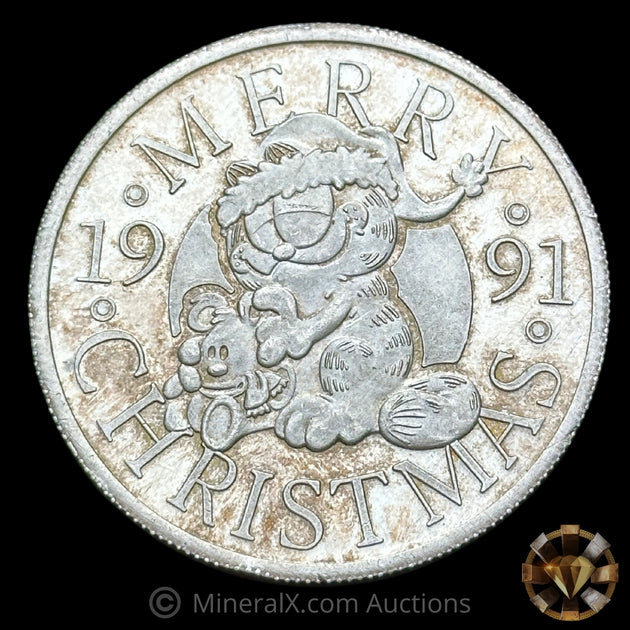 1oz 1991 Garfield Merry Christmas Vintage Silver Coin – MineralX