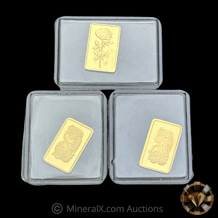 x3 1g PAMP Gold Bars In Original Seals