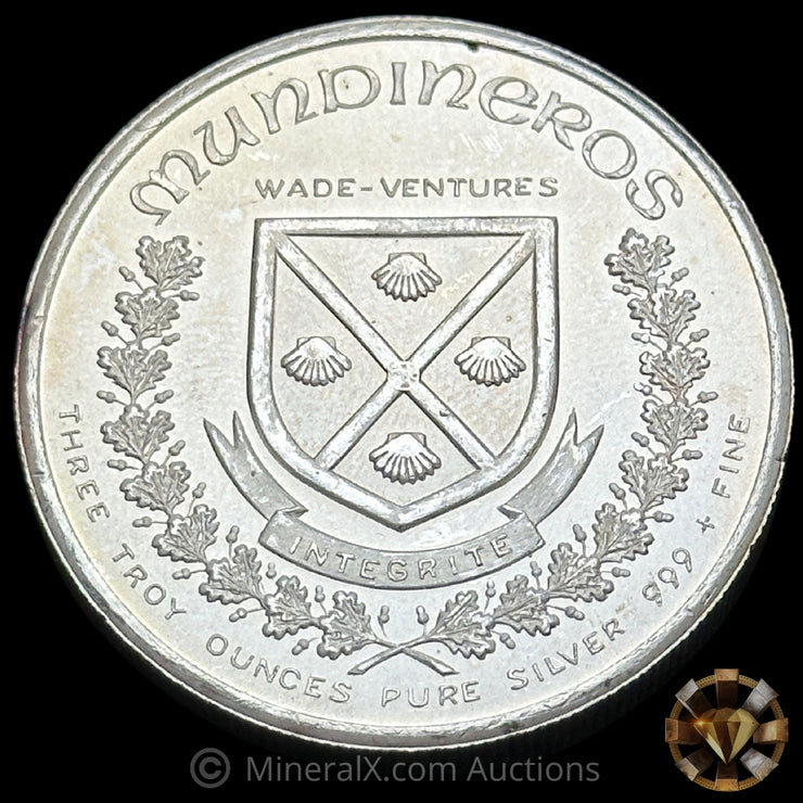 3oz Three Silver Mundineros World Trade Vintage Silver Coin