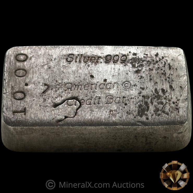 10oz American Credit Bar Vintage Silver Bar