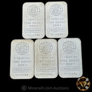 x5 1oz Engelhard Vintage Silver Art Bars