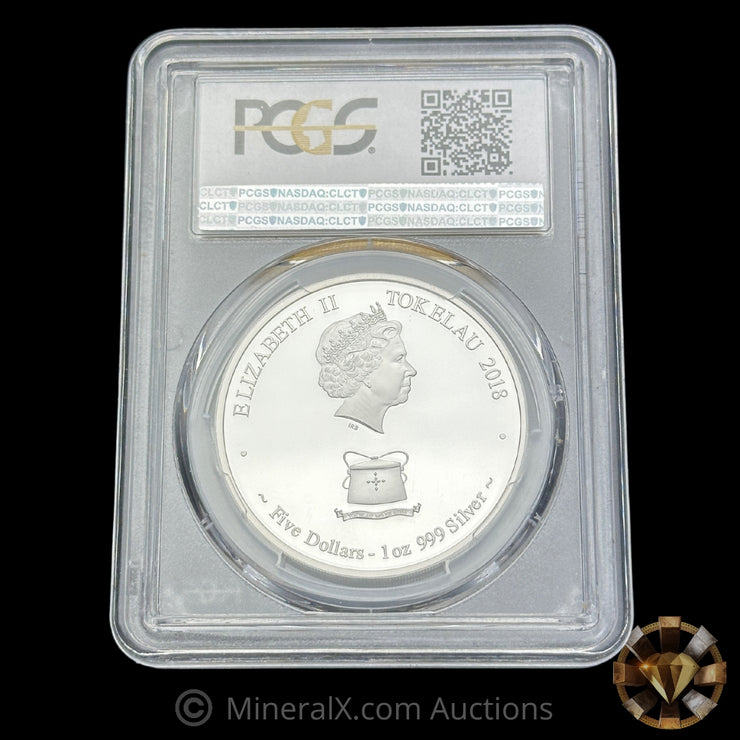 1oz 2018 $5 Year Of The Dog Silver Coin PCGS PR70DCAM