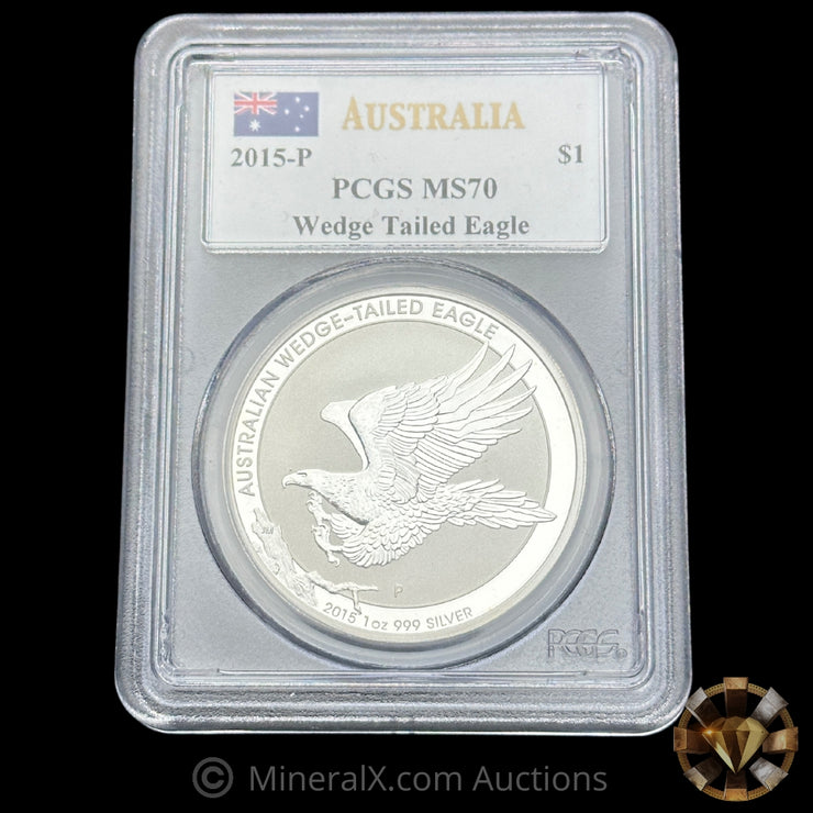 1oz 2015P $1 Wedge Tailed Eagle Silver Coin PCGS MS70