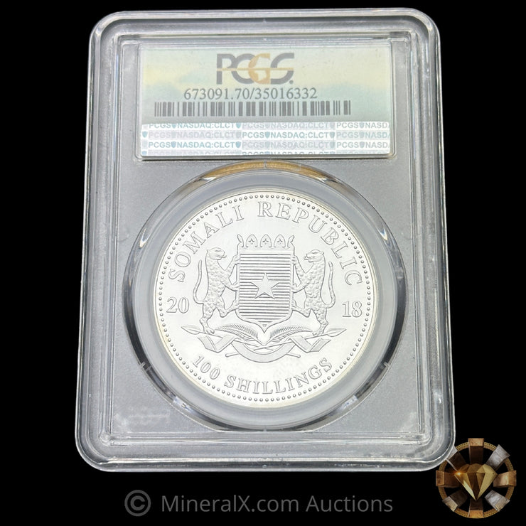 1oz 2018 Somalia Elephants Silver Coin PCGS MS70