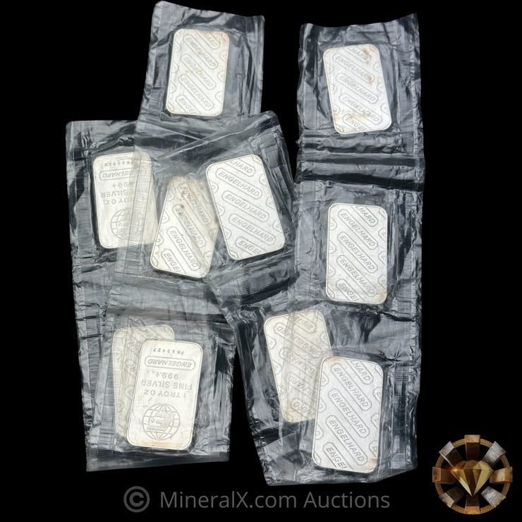 x10 1oz Engelhard Vintage Silver Art Bars In Original Seals