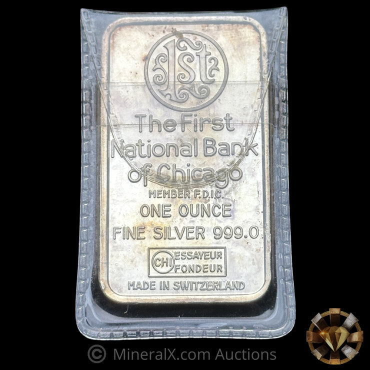 1oz The First National Bank Of Chicago Water Tower Vintage Silver Art Bar