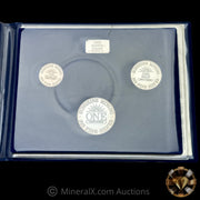 7oz 1982 Sunshine Bullion Vintage Silver Coin Set In Original Blue Velvet Folder With COA